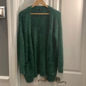 Green eyelash cardigan